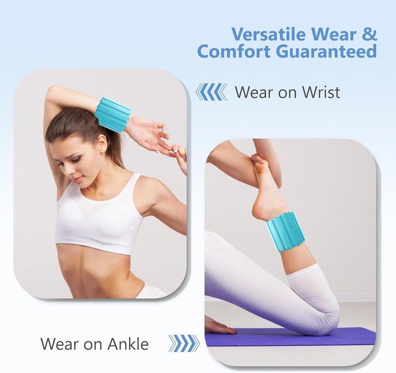 SDATEKIT Wrist and Ankle Weights for Women & Men 2 Pack (1lb Each), Adjustable Silicone Weighted Bracelet for Pilates, Gym, Yoga, Cardio & Strength Training, Bala-Style Bangles Slip-Free Design - Image 4